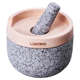 luntayo花岗岩石臼捣蒜器研磨器家用研钵调料中药研磨碗香料擂钵