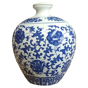 景德镇青花瓷酒瓶1斤2斤3斤5斤10斤小口带盖密封家用酒罐装酒酒坛