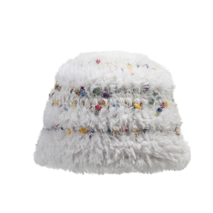 手工钩织毛线帽子女2025新款冬毛茸茸保暖显脸小针织帽筒子渔夫帽