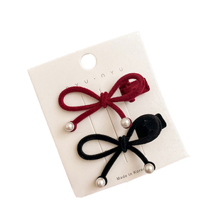 儿童红色蝴蝶结发夹2025新款高级感侧边刘海夹女童新年小发卡头饰