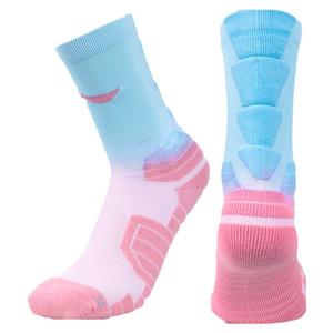 李宁篮球袜男款美式夏季专业实战中长筒女薄款防滑加厚毛巾底粉色