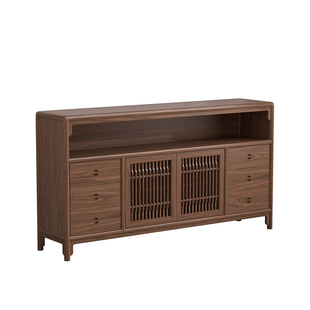 宋氏美学黑胡桃木餐边柜茶室边柜置物柜禅意储物柜实木玄关柜矮柜