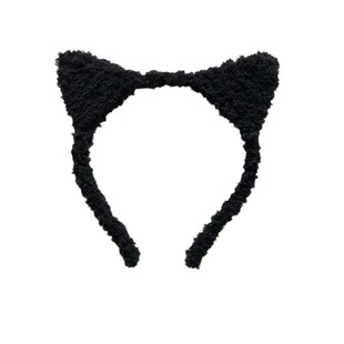 可爱洗脸发箍女毛绒猫耳朵显脸小减龄碎发头箍秋冬季黑色小猫发卡