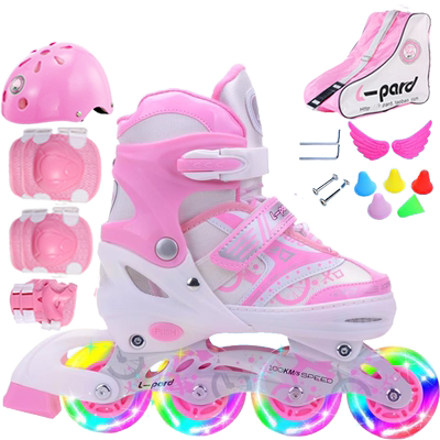 捷豹轮滑鞋儿童闪光溜冰鞋正品