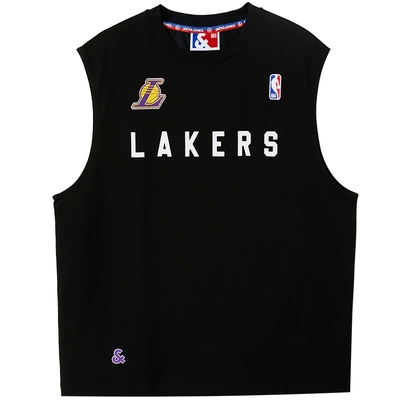 杰克琼斯NBA联名湖人队篮球字母印花圆领无袖T恤男女同款背心秋季