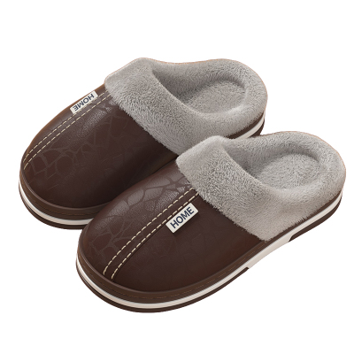 PU棉拖鞋中老年人防滑保暖包跟