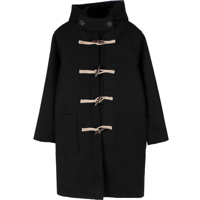 连帽牛角扣韩版复古秋冬呢子大衣