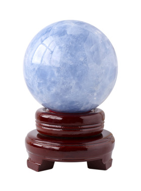 天然水晶天青石水晶球摆件原石打磨蓝晶石球风水球七星阵家居摆件