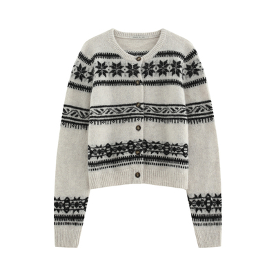 氛围感复古费尔岛针织开衫