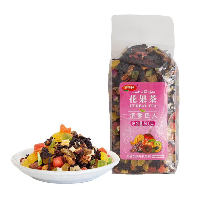 一斤金禧轩浓郁佳人水果茶水蜜桃味花果茶500克袋装果粒茶7个口味