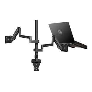 一拖二双屏显示器支架笔记本二合一托盘悬空摇臂旋转免打孔机械臂