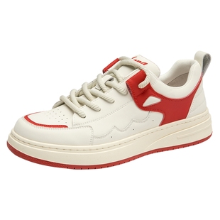 奥康男鞋春季新款低帮休闲板鞋男系带圆头舒适鞋橡胶大底