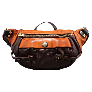 2023新款复古植鞣皮胸包斜挎包男士单肩包真皮男包潮流时尚胸挎包