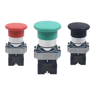 施耐德22mm蘑菇头自复位按钮开关