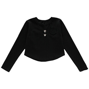 女童t恤长袖春秋修身洋气白色打底衫可外穿儿童网红高腰短款上衣