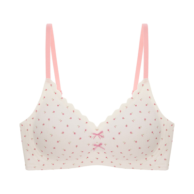 广州汕头品牌内衣女碎花蕾丝边小胸聚拢舒适无痕上托广东潮汕文胸