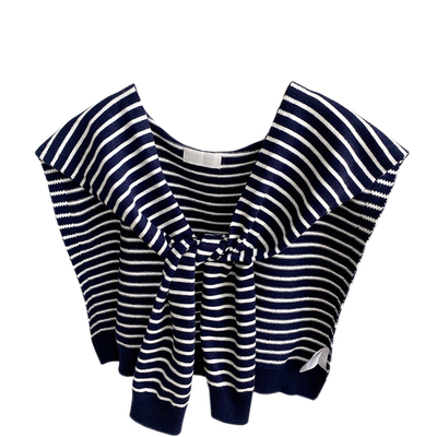 春秋针织条纹披肩外搭薄款小坎肩