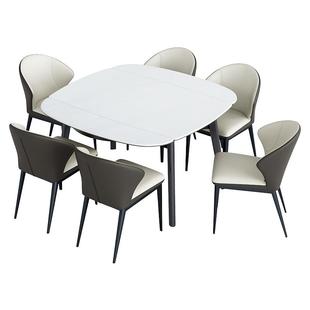 全友家居意式极简微晶石餐桌2025新款客厅家用多功能折叠饭桌椅