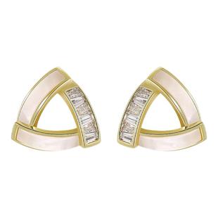 2025新品级感轻奢耳饰三角形天然贝壳耳环几何耳钉925银针气质