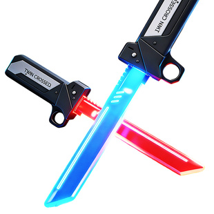 对插双刀流发光双刃伸缩光剑儿童玩具新款旋转玩具刀男孩生日礼物