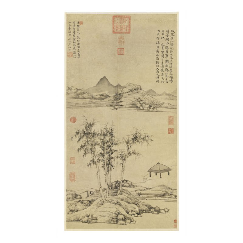 倪瓒《枫落吴江图》高清仿古挂画