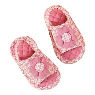 新儿童拖鞋纯棉布艺底1-3岁男女宝宝家居学布地板拖静音家用防滑
