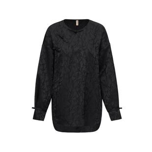 naivee纳薇新中式斜襟圆领宽松提花高智感落肩垂感衬衫上衣女