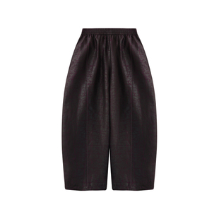 萧娘【弯月】缎龟香云纱哈伦裤宽松垮裤桑蚕丝龟裂纹显瘦女裤5804