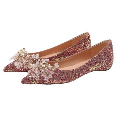 绝美不累脚水晶婚鞋平底