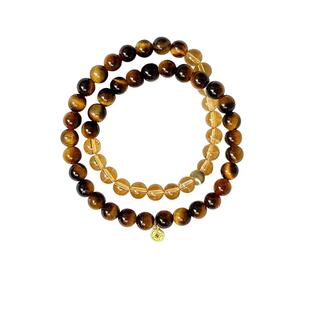 【自营】daisy beauty天然虎眼石黄水晶钱币串珠小众转运手串纯银