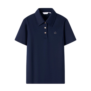 Navigare意大利小帆船夏季短袖polo衫女士新款刺绣翻领T恤菠萝衫