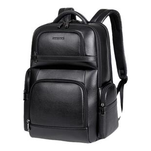 Cnoles Katbee头层牛皮双肩包男高端商务通勤电脑包背包学生书包