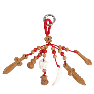 庙街文玩桃木挂件宝宝孕妇随身携带平安狗牙挂件本命年红绳