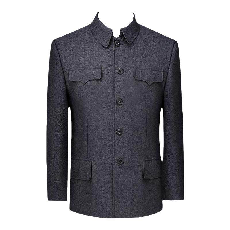 中山装男中老年套装中山服老年人外套老人衣服春秋冬爷爷爸爸服装
