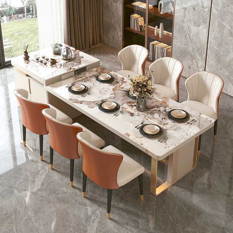 岩板岛台餐桌一体意式轻奢现代简约客厅多功能可伸缩厨房中岛台柜