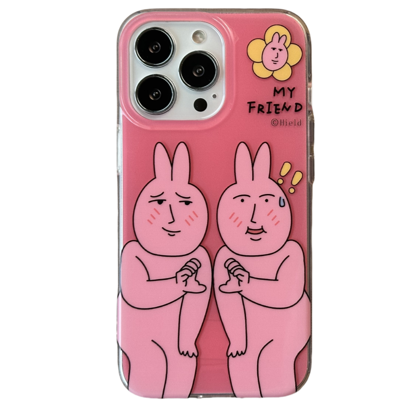 @BOBBY PLANET原创高品质ins风小众搞怪粉红兔子My Friend适用iPhone17ProMax手机壳苹果
