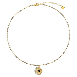 梨涡允允推荐日月同辉可转动太阳月亮吊坠项链女小众新款锁骨链