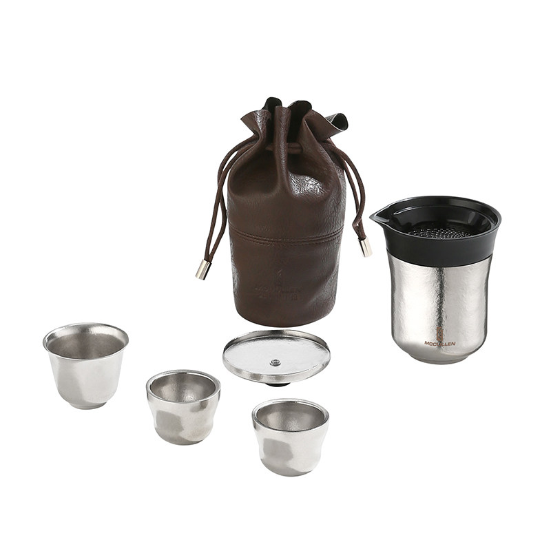 麦卡伦纯钛茶具户外露营旅行茶具套装超轻便携泡茶杯高档快客杯