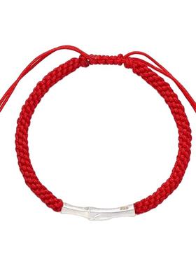 纯银999竹节上岸手绳金榜题名