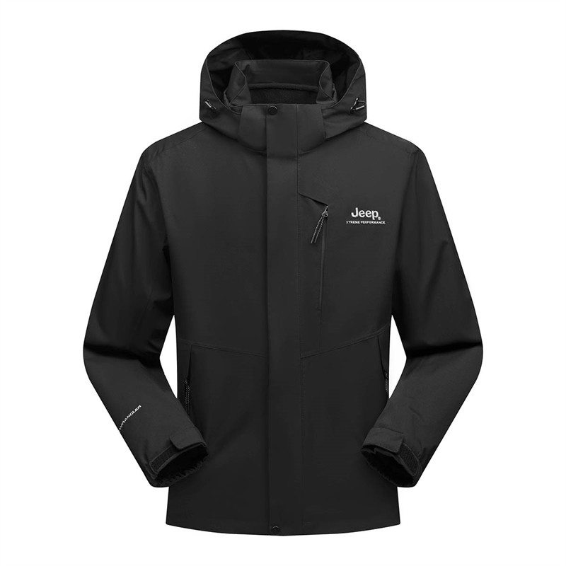 jeep户外冲锋衣男冬季可拆卸抓绒两件套防风防水三合一登山服外套