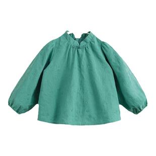 【马克珍妮新中式】女童花卉刺绣旗袍衬衫纯棉衬衣上衣春装240169