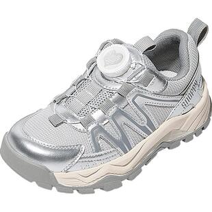 斯纳菲女童运动鞋秋冬季新款儿童加绒红色旋钮扣保暖防滑户外鞋