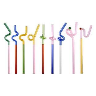 单独包装非一次性彩色爱心耐热玻璃吸管粗弯曲儿童喝水牛奶杯配件