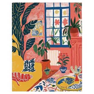 马蒂斯风格数字油画diy手工填充画多巴胺丙烯油彩画大幅客厅挂画
