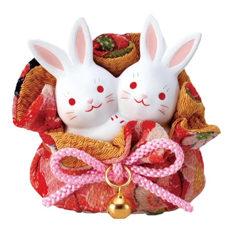 日本药师窑福袋兔子摆件招财福进口和风日式生日祝福礼物送女生