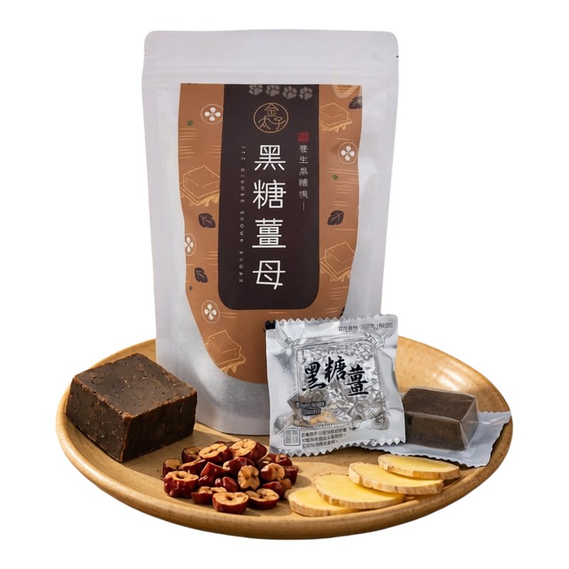 零食享乐金太子黑糖姜母块210g手工熬制红糖黑糖姜茶红糖块块状版