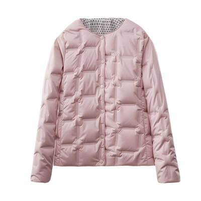 2025新款秋冬女方格长袖羽绒服