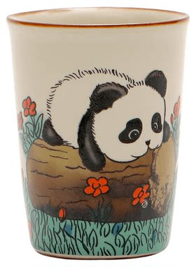 汝窑萌猫熊猫杯陶瓷可乐杯家用泡茶随手杯主人杯单杯个人专用礼盒