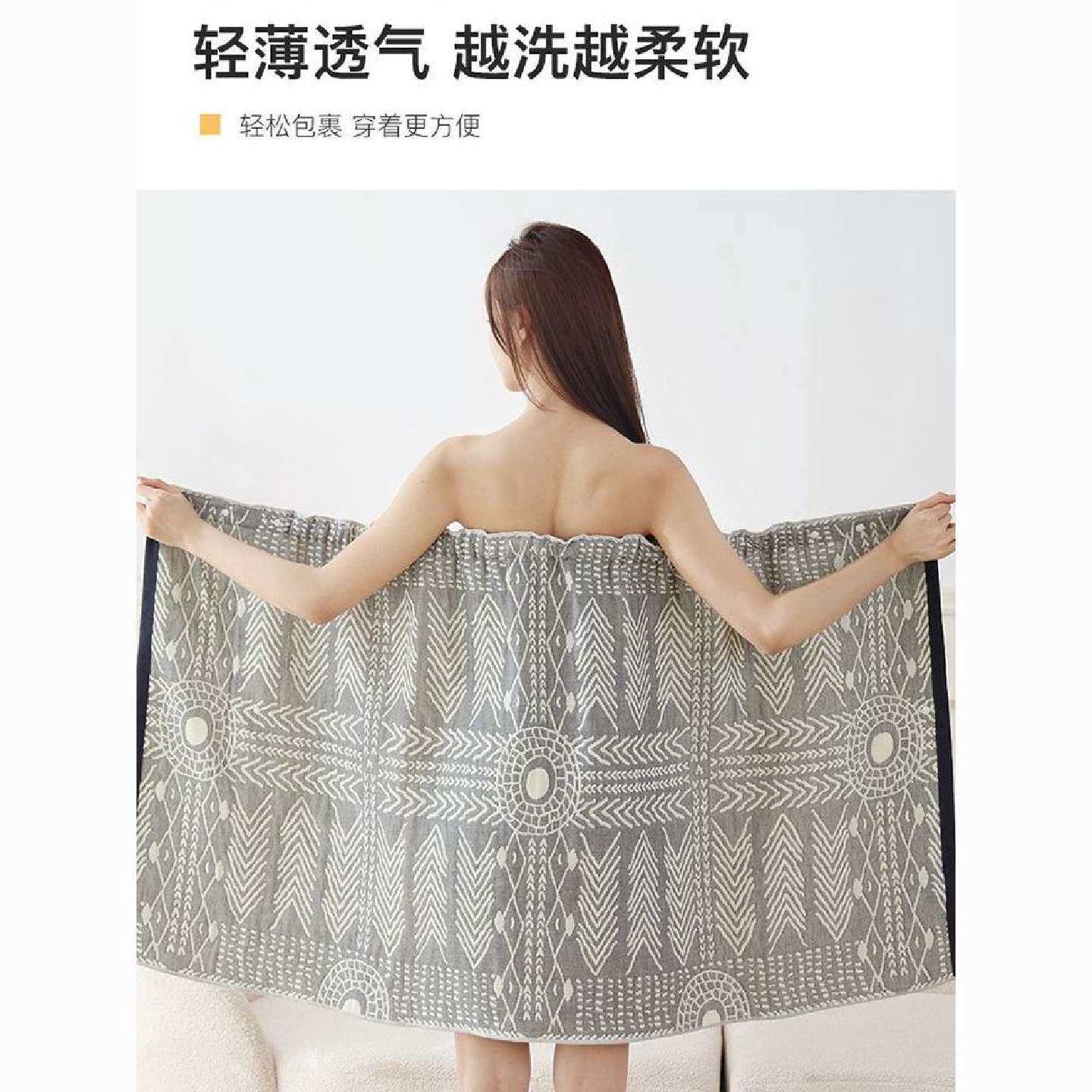棉纱布抹胸浴裙女睡裙四季家用可穿可裹大浴巾成人游泳裹巾