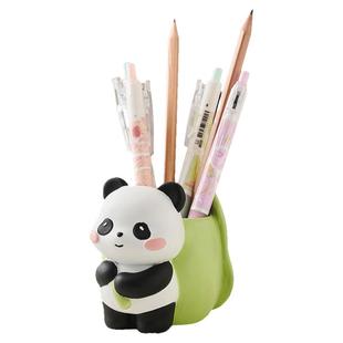 可爱熊猫文创笔筒办公室桌面收纳摆件儿童女孩生日礼物毕业纪念品